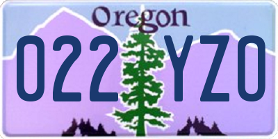 OR license plate 022YZO