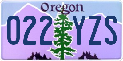 OR license plate 022YZS