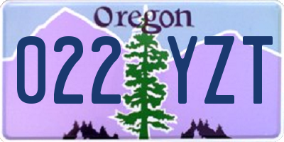 OR license plate 022YZT