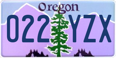 OR license plate 022YZX