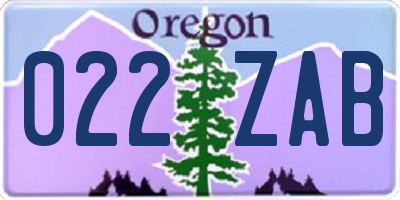 OR license plate 022ZAB