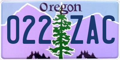OR license plate 022ZAC