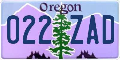 OR license plate 022ZAD