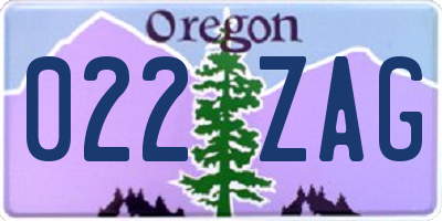 OR license plate 022ZAG