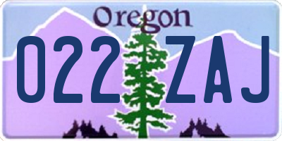 OR license plate 022ZAJ