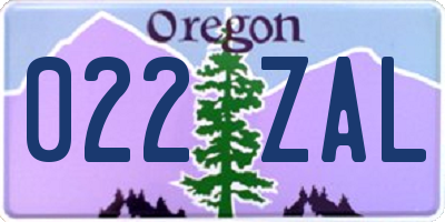 OR license plate 022ZAL
