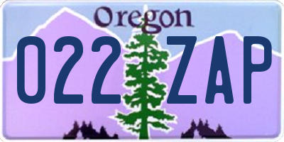OR license plate 022ZAP