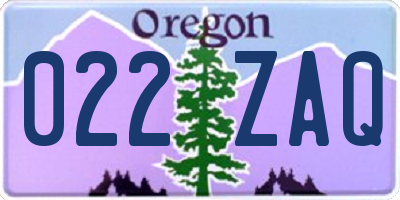 OR license plate 022ZAQ