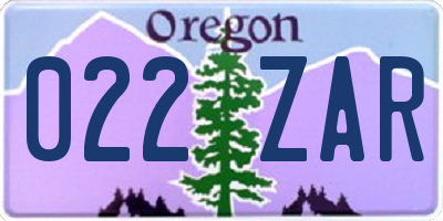 OR license plate 022ZAR