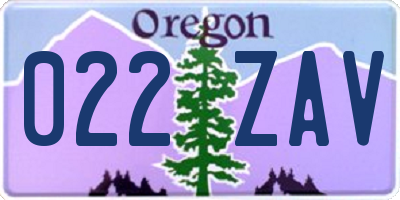 OR license plate 022ZAV