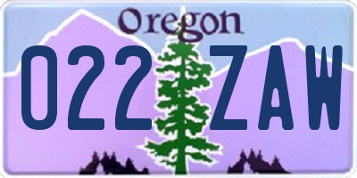 OR license plate 022ZAW