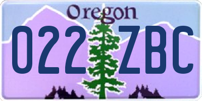 OR license plate 022ZBC