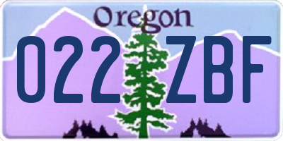 OR license plate 022ZBF
