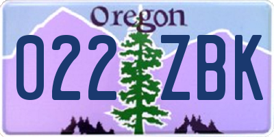 OR license plate 022ZBK