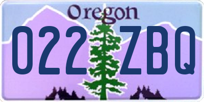 OR license plate 022ZBQ