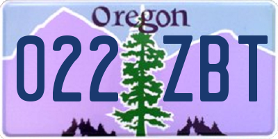 OR license plate 022ZBT