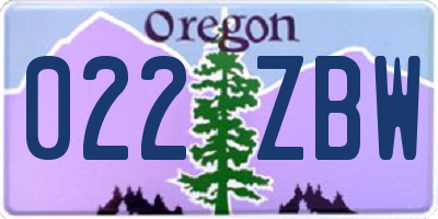 OR license plate 022ZBW