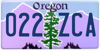 OR license plate 022ZCA