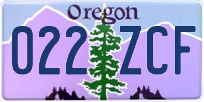 OR license plate 022ZCF