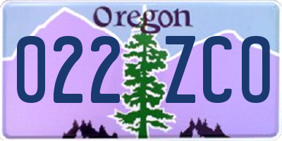 OR license plate 022ZCO