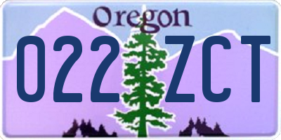 OR license plate 022ZCT