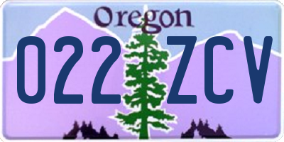 OR license plate 022ZCV