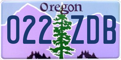 OR license plate 022ZDB