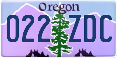 OR license plate 022ZDC