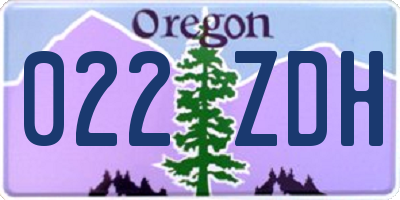 OR license plate 022ZDH