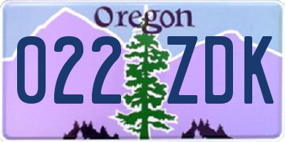OR license plate 022ZDK