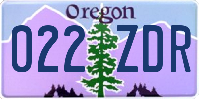 OR license plate 022ZDR