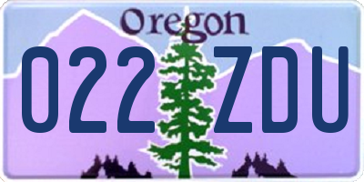 OR license plate 022ZDU