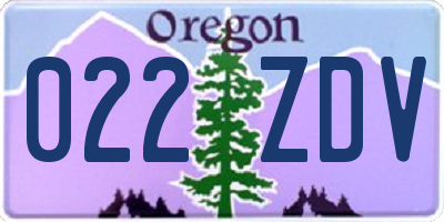 OR license plate 022ZDV