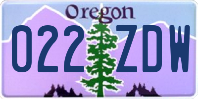OR license plate 022ZDW