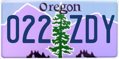 OR license plate 022ZDY