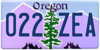 OR license plate 022ZEA