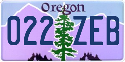 OR license plate 022ZEB