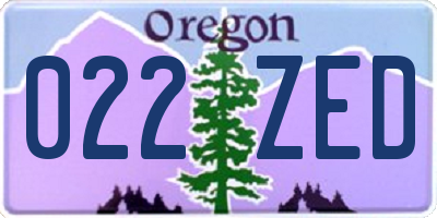 OR license plate 022ZED