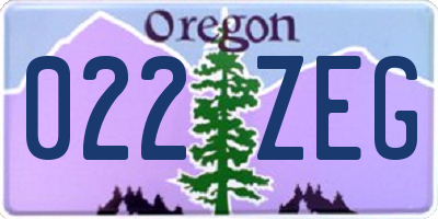 OR license plate 022ZEG