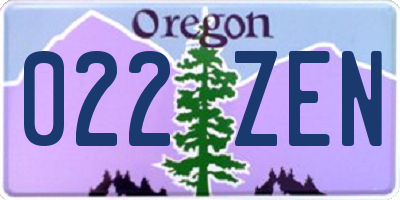OR license plate 022ZEN