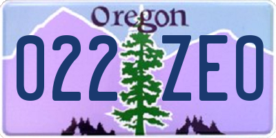 OR license plate 022ZEO