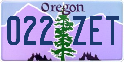 OR license plate 022ZET