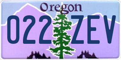 OR license plate 022ZEV