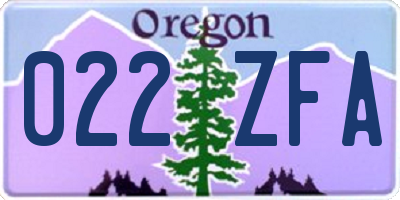 OR license plate 022ZFA