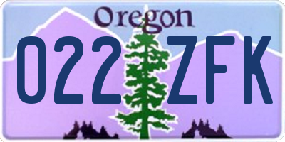 OR license plate 022ZFK
