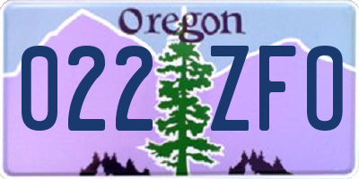 OR license plate 022ZFO