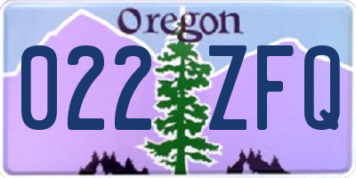 OR license plate 022ZFQ