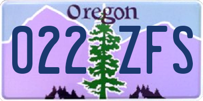 OR license plate 022ZFS