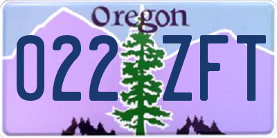 OR license plate 022ZFT