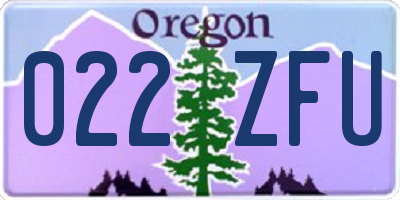 OR license plate 022ZFU